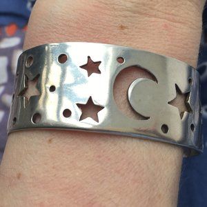 sterling silver sun & moon cuff S-M sz wrist
